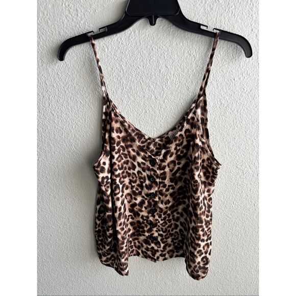 Paper Crane Leopard Print Spagetti Top - Picture 1 of 5